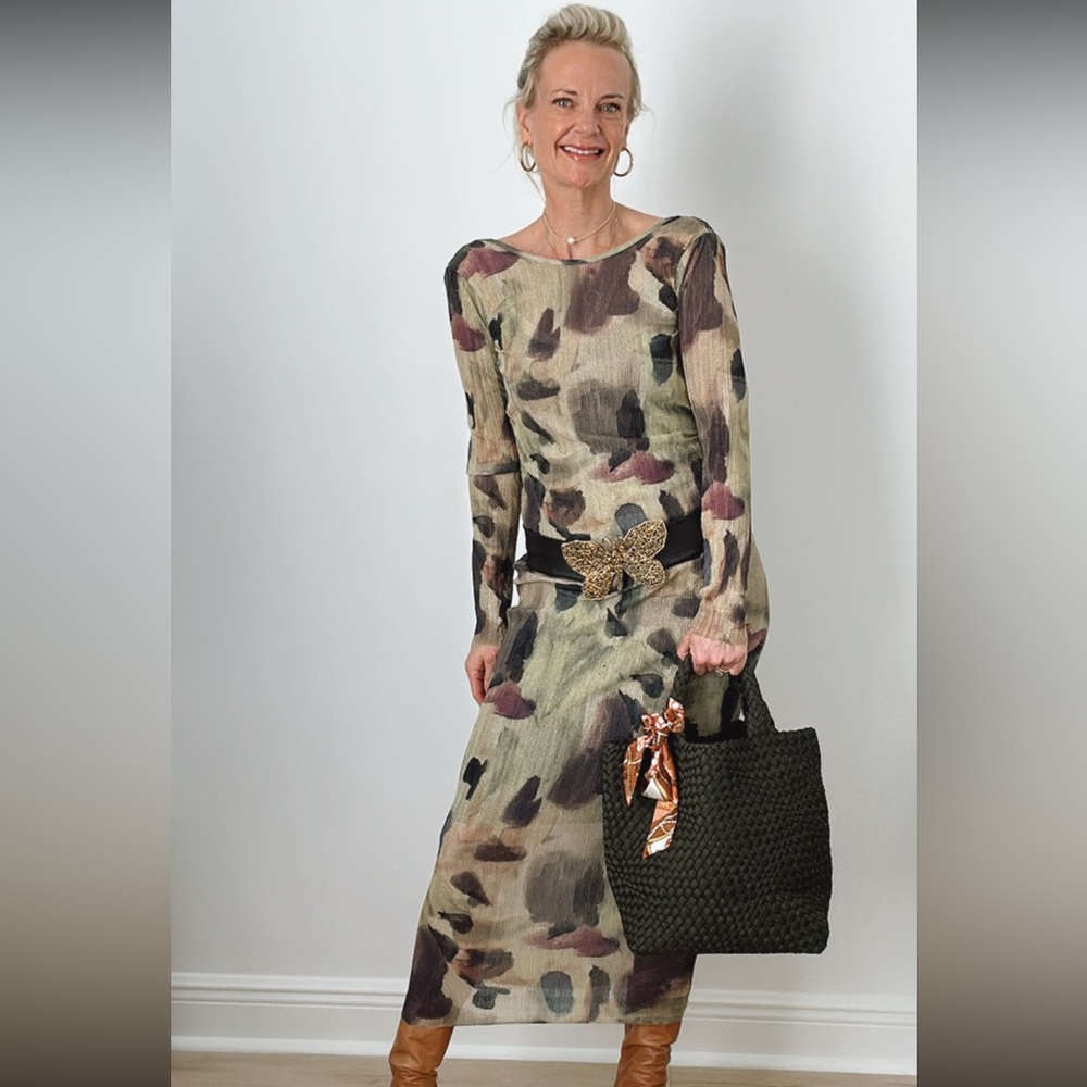 Zara Multicolor Long Sleeve fitted Dress
